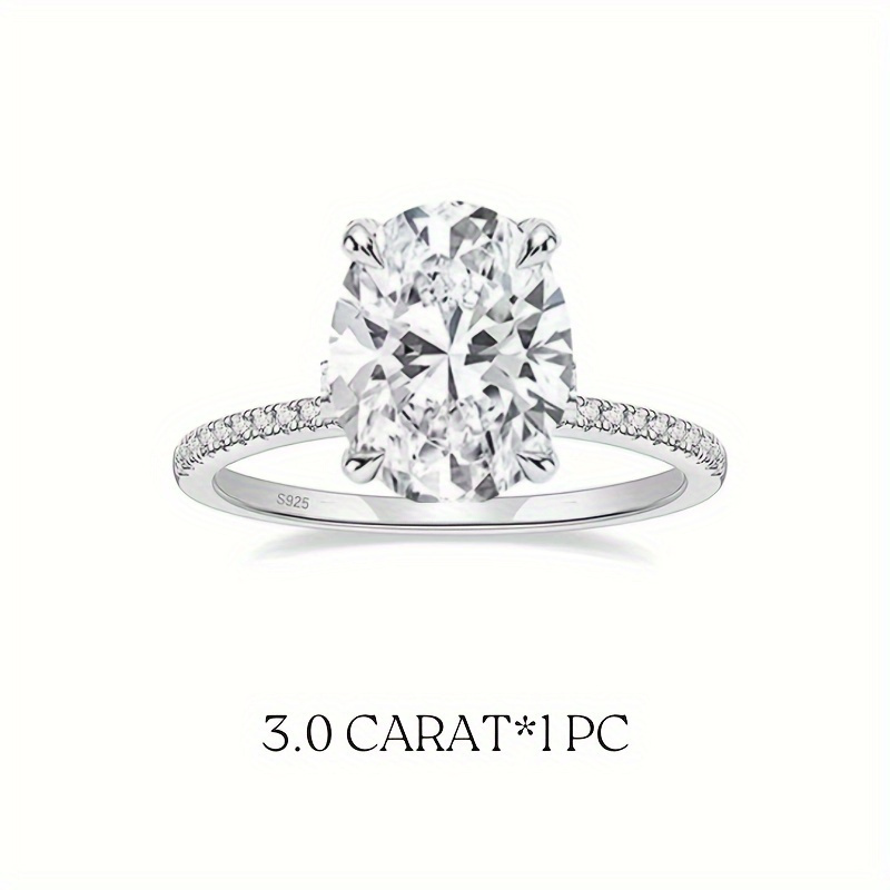 925 Silver Moissanite Ring for Engagements, 1.7-2.2g